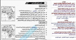 التقييم الأسبوعي للصف الأول الإعدادي درسات اجتماعية
